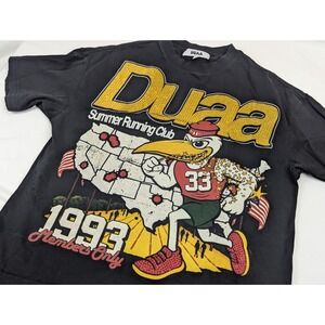 Duaa Summer Running Shirt Black Y2K Rhinestone Box Fit Mens Size Small Run Club